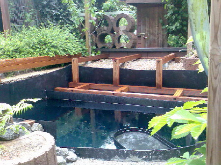 Terrasse , Holz , Teich